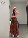 YANYAN KNITS 24 Autumn and Winter Lambswool Knitted Plaid Skirt YYK-YYW24-1321-HONG Red